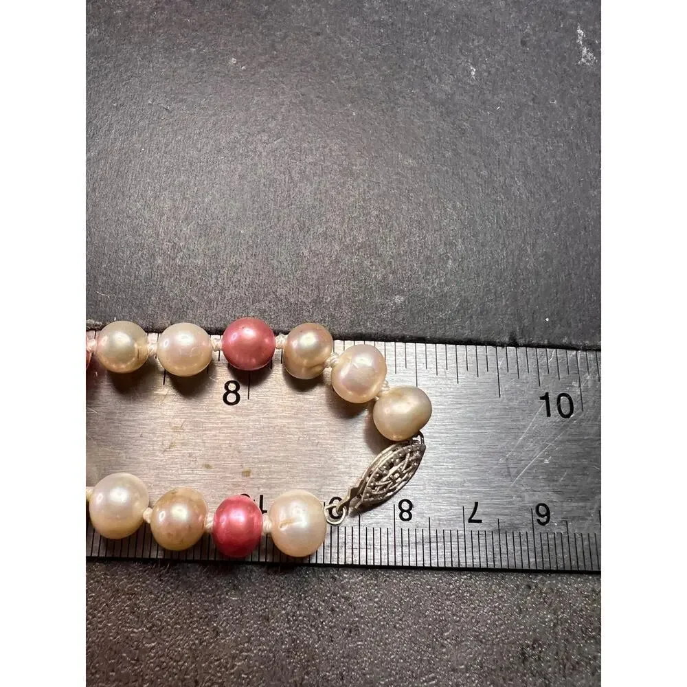 NEW multi colored freshwater pearl necklace with sterling silver clasp